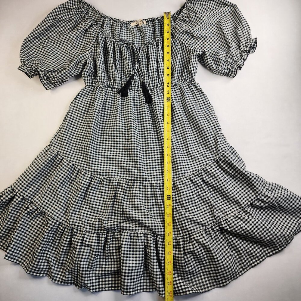 Hint of Blush Womans Small Black White Checkered Dress Size Puff Sleeve Gingham - Picture 9 of 10